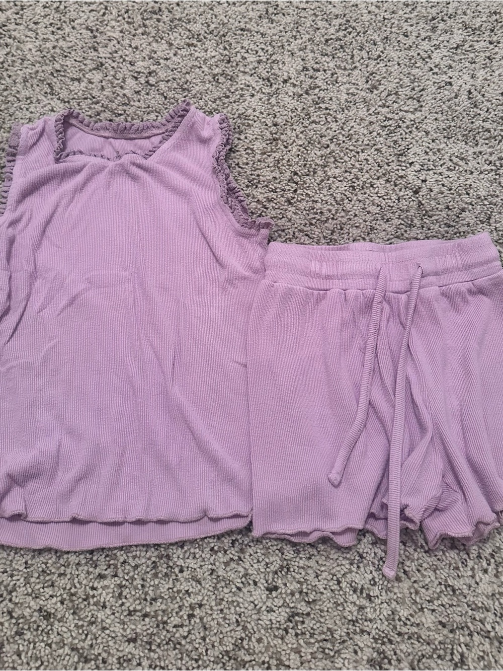 SweetHoney Lavender Knit Tank & Shorts Kids athletic comfy play Set